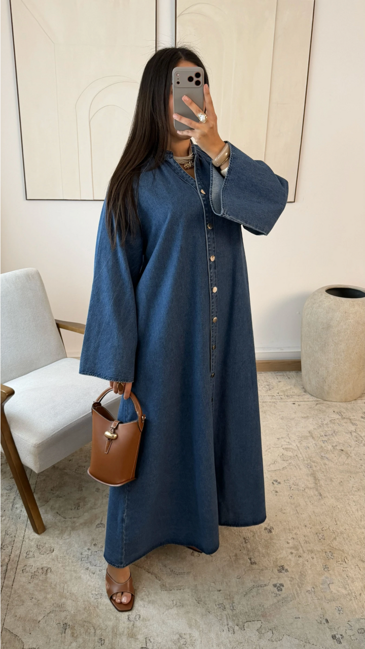 Denim button jurk