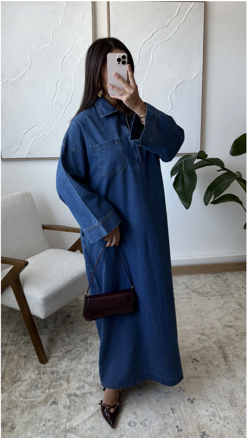 Denim zip jurk