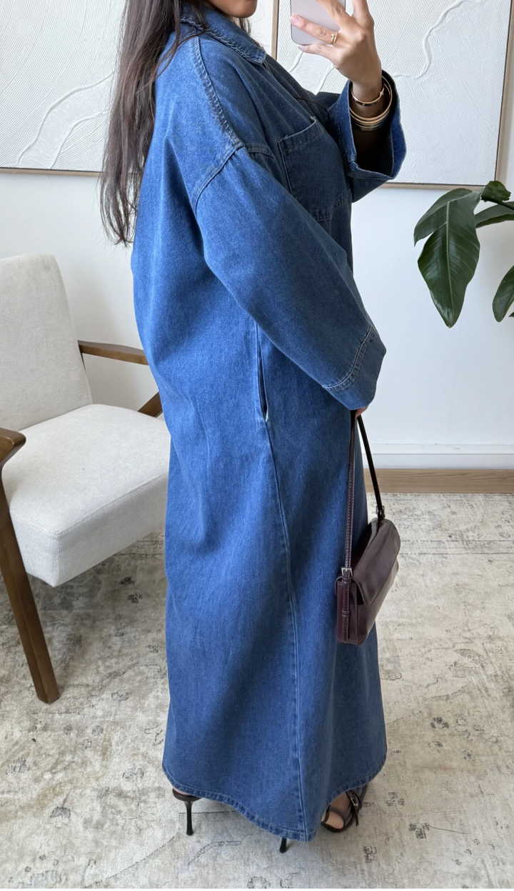 Denim zip jurk